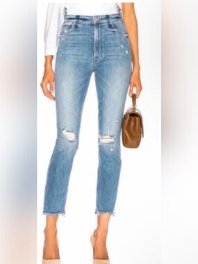 MOTHER Light Wash Distressed Ankle Crop Jeans Sz 30